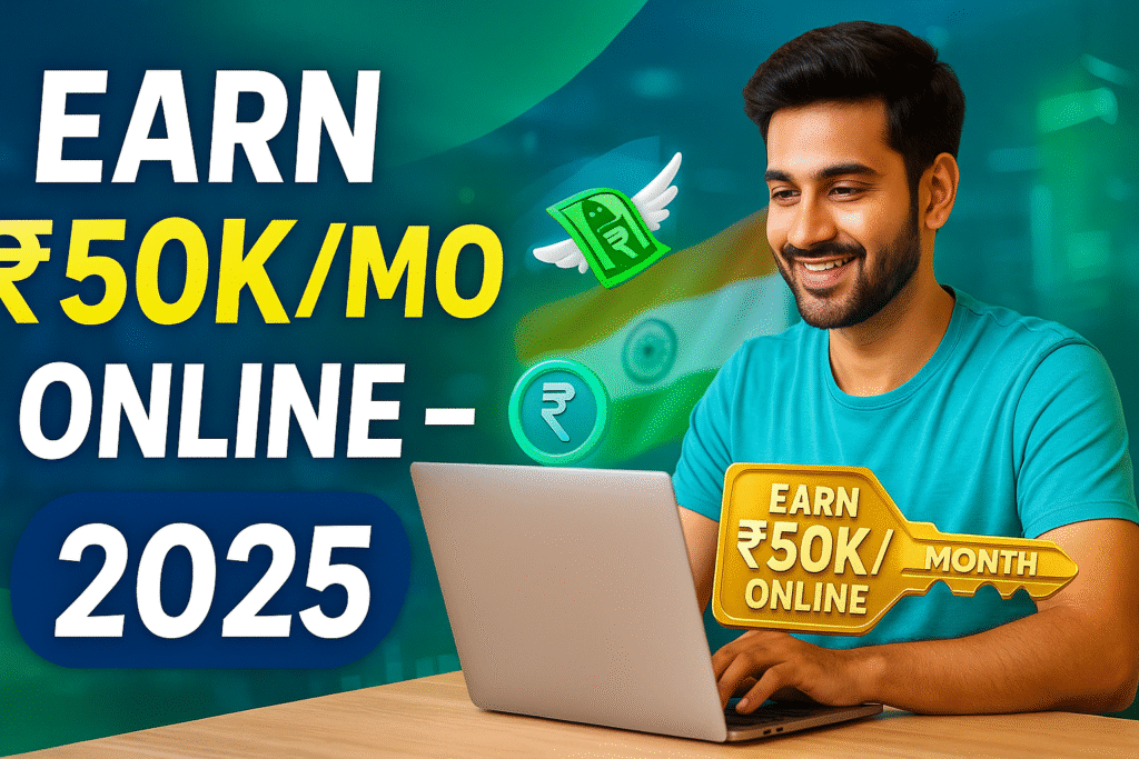 Earn Money Online 2025 thumbnail - घर बैठे ₹50,000 तक कमाने के आसान तरीके